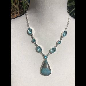 SALE Caribbean Larimar/Topaz Silver Necklace- NWOT